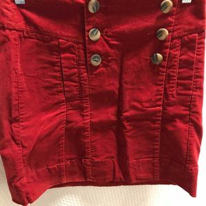 CIDRA CORDUROY SKIRT BURGUNDY NW SZ 2 SIX BUTTON KNEE HIGH